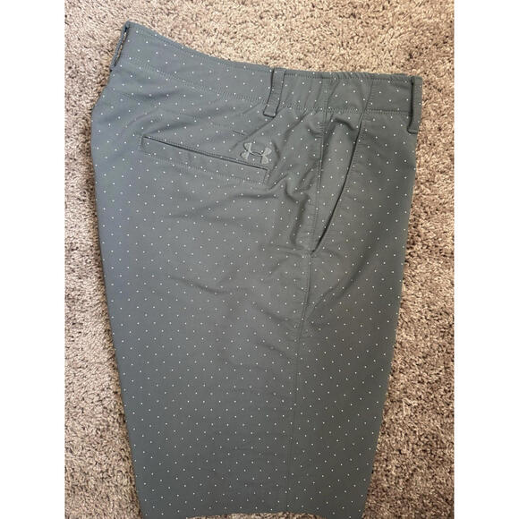 Under Armour Shorts Men's sz 34 Loose Golf Heat Gear Gray Dot Elastic 10" - Picture 15 of 15